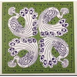 Molly Hatch "Wear for Luck" Original Art 100 % Cotton Bandanna Scarf 21 X 21"